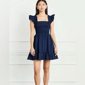 Hill house Elizabeth Navy Blue Ruffle Sleeve Dress